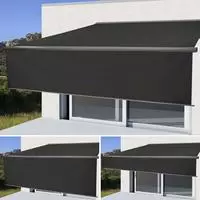 Mendler Elektrische Vollkassetten-Markise T124, 5x3m ausfahrbarer Volant ~...