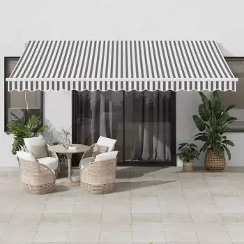 vidaXL Einziehbare Markise automatisch mit LED 450x300cm anthrazit-wei&szlig;