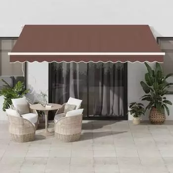 vidaXL Einziehbare Markise mit LED, automatisch, braun, 400x300cm
