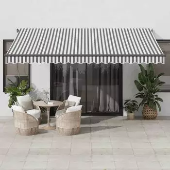 vidaXL Einziehbare Markise automatisch mit LED anthrazit-wei&szlig; 450x300cm