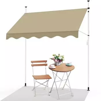 Vounot Einziehbare Markise manuell bohrerlos 200cm, Polyester, beige