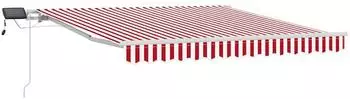 vidaXL Einziehbare Markise mit LED, rot-wei&szlig; gestreift, 350x250cm