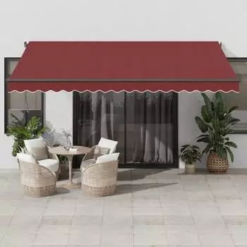 vidaXL Markise, manuell ausziehbar, weinrot, 450x350cm (3215002)