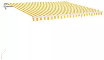 vidaXL Automatische Markise mit LED & Windsensor 400x350cm gelb/wei&szlig; (3068993)