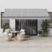 vidaXL Markise Automatisch mit LEDs Anthrazit & Wei&szlig; 450x350 cm
