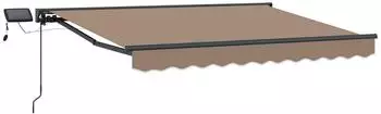 vidaXL Markisenrahmen manuell mit LEDs taupe 4&times;3,5m