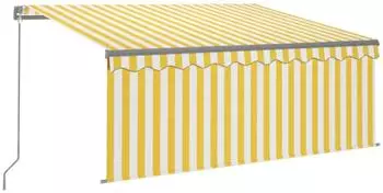 vidaXL Einziehbare Markise mit Rollo 3x2,5m, gelb/wei&szlig; (3069378)