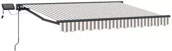 vidaXL Markisenrahmen manuell mit LEDs hellgrau/wei&szlig; 3,5x2,5m (3426003)