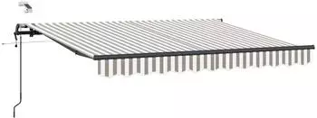 vidaXL Markise 500x350cm Polyester hellgrau/wei&szlig; (3426438)