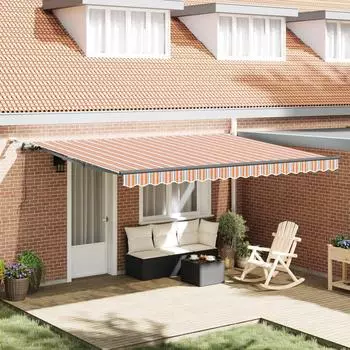 vidaXL Einziehbare Markise mit LED, mehrfarbig, 450x350cm (3331112)
