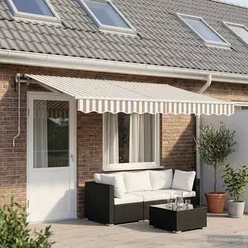 vidaXL Ausziehbare Markise hellgrau/wei&szlig; 500x300cm (3426327)