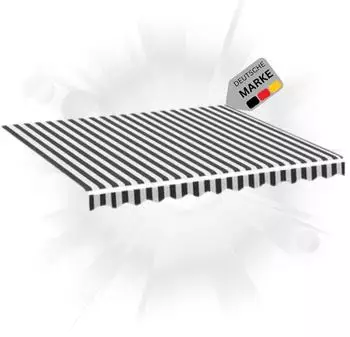 Deluke Markisenstoff mit Volant, wasserabweisend, anthrazit-wei&szlig;, 350x250cm (DVX77-12)
