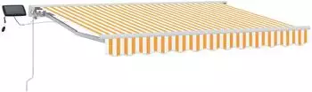 vidaXL Manueller Markisenrahmen mit LEDs, gelb/wei&szlig;, 2,5x2m (3420498)