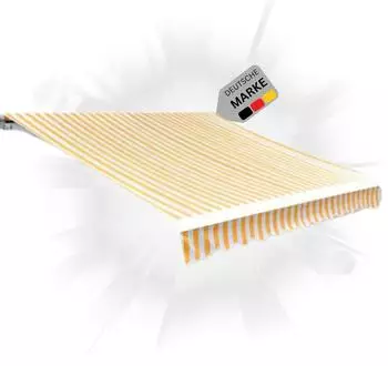 Deluke Markisenstoff mit Volant, gelb-wei&szlig;, 600x350cm, wasserabweisend (DVX77-67)