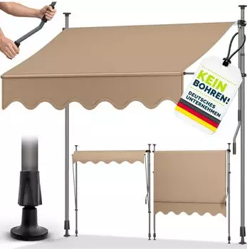 tillvex Balkonmarkise Gelenkarm 150cm taupe, Klemmmontage (BM055)
