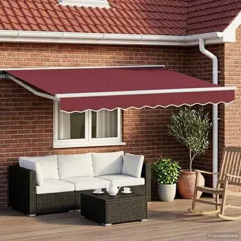 vidaXL Manueller Markisenrahmen mit LEDs bordeauxrot 3x2,5m (3420577)