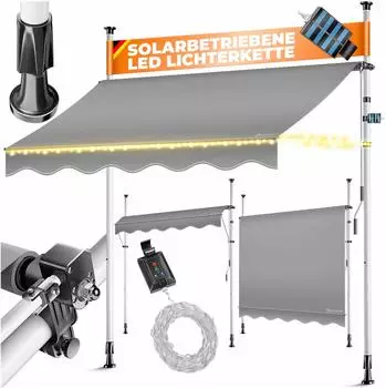 Kesser Klemmmarkise mit Handkurbel & LED-Lichterkette 150x180cm (33407_mfn)