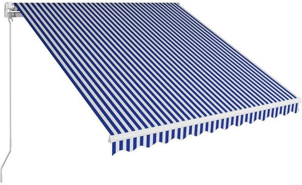 vidaXL Manual Retractable Awning 300x250 cm blue/white