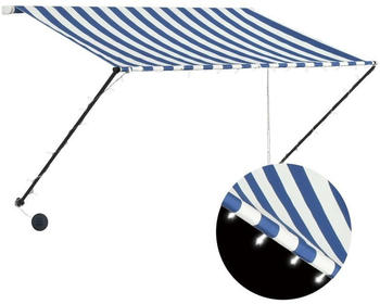 vidaXL Retractable Awning with LED 250x150 cm blue/white