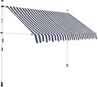 Vidaxl Manual Retractable Awning 300 Cm Blue And White Stripes