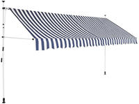 Vidaxl Manual Retractable Awning 350 Cm Blue And White Stripes