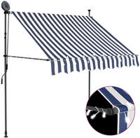 vidaXL Einziehbare Markise Handbetrieben mit LED 100 cm Blau und Wei&szlig;