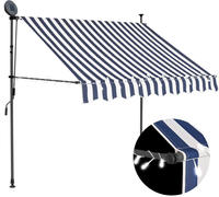vidaXL Einziehbare Markise Handbetrieben mit LED 150 cm Blau und Wei&szlig;
