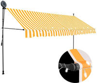 vidaXL Einziehbare Markise Handbetrieben mit LED 350 cm Wei&szlig; Orange