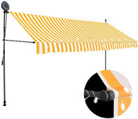 vidaXL Einziehbare Markise Handbetrieben mit LED 400 cm Wei&szlig; Orange