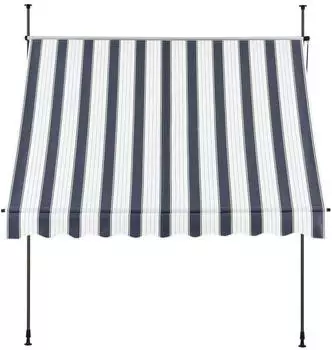 pro.tec Klemmmarkise 150x120x200-300cm ohne Bohren Dunkelblau/Wei&szlig; (74798030)