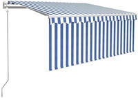 vidaXL Markise Automatisch Einziehbar mit Volant 3,5x2,5 m Blau & Wei&szlig;