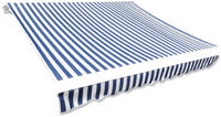 vidaXL Markisenbespannung Canvas Blau & Wei&szlig; 4x3 m (ohne Rahmen)
