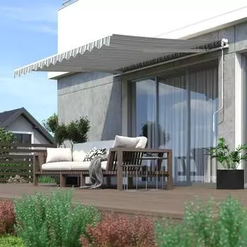 Paramondo Gelenkarmmarkise Easy 3,95 x 2,5 m grau-weiß (10260747)