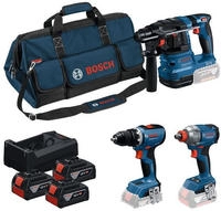 Bosch Powertools 18V Profi-Set Bohrhammer GBH 18V-22 + Bohrschrauber GSR 18V-65 +