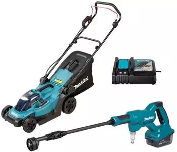 Makita 18V Akku-Kombo-Kit DLM330Z + DHW180Z inkl 5Ah Akku + Ladegerät (DLX2583T)