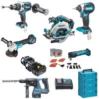 Makita Kit Dlx6085tj (dhr243 + Dhp481 + Dtd153 + Dhs680 + Dga513 + Dtm51 + 3 X...