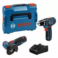 Bosch Combo-Kit 0615990N2U, 12V Akku, inkl. GSR 12V-15 + GWS 12V-76, 2 Akkus,...