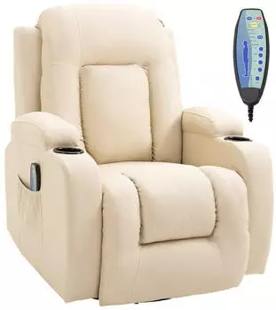 HomCom Massagesessel mit W&auml;rmefunktio cremewei&szlig; (700-050V92CW)