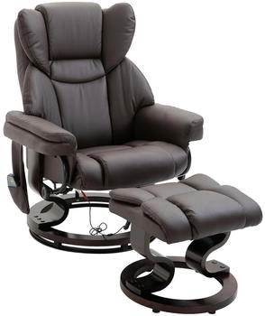 HomCom Massagesessel mit Fu&szlig;hocker braun