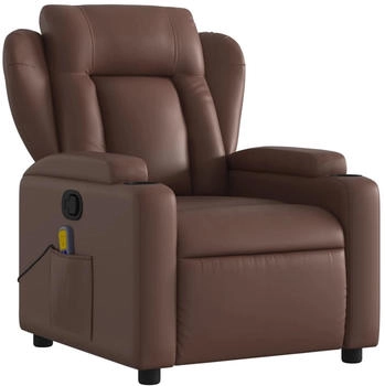 vidaXL Massageliege + Massagesessel, Massagesessel Braun Kunstleder,Farbe: Braun,Material