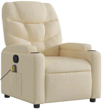 vidaXL Massageliege + Massagesessel, Massagesessel Creme Stoff,Farbe: Creme,Material: Stoff (100