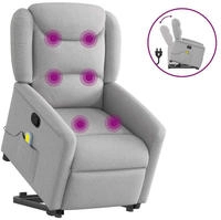 vidaXL Massagesessel mit Aufstehhilfe Wolkengrau Stoff