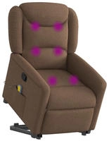 vidaXL Massagesessel mit Aufstehhilfe Braun Stoff