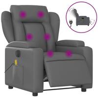 vidaXL Massagesessel Elektrisch Grau Kunstleder