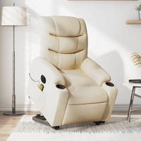 vidaXL Elektrischer Massagesessel mit Aufstehhilfe Creme Stoff