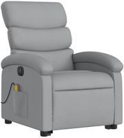 vidaXL Elektrischer Massagesessel mit Aufstehhilfe Hellgrau Stoff