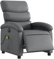 vidaXL Massagesessel Elektrisch Grau Kunstleder
