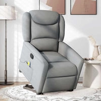 vidaXL Massagesessel mit Aufstehhilfe Hellgrau Stoff