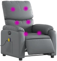 vidaXL Massagesessel Elektrisch Grau Kunstleder