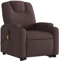 vidaXL Elektrischer Massagesessel mit Aufstehhilfe Dunkelbraun Stoff